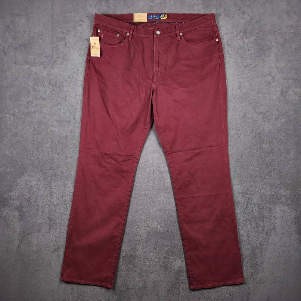 Polo Ralph Lauren Chino Pants Mens 42T x 36‎ Burgundy Classic Fit Stretch NWT